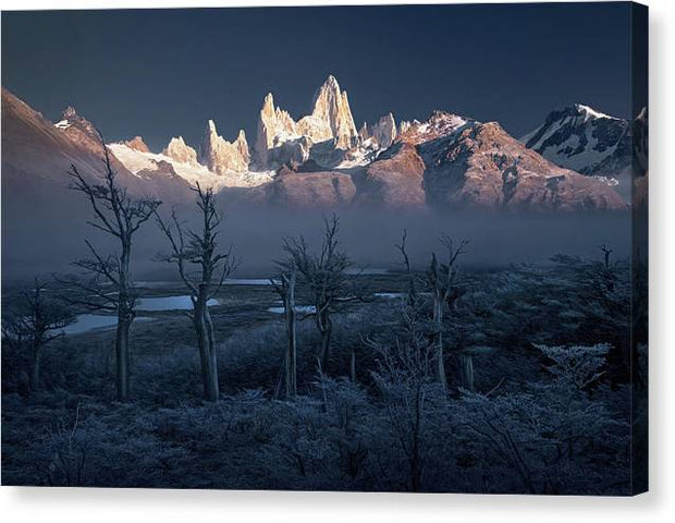 patagonia canvas print Max Rive landscape in argentina of fitz roy - mirrored sides