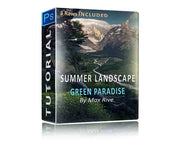 boxcover of summer landscape tutorial with summer green patagonia landscape with cerro torre en river