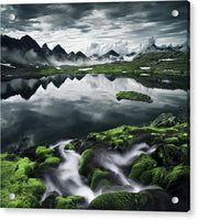 Norway summer acrylic print waterfall lby max rive - with aluminum mountaing posts