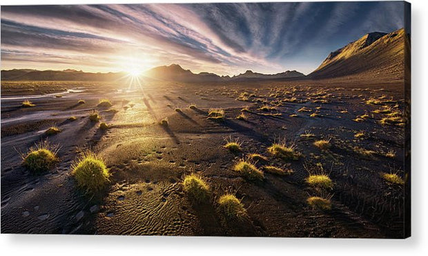 Highlands Iceland Setting Sun - Acrylic Print