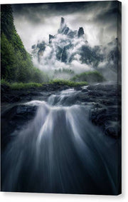 Mountain Coudy Waterfall - Canvas Print