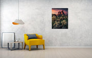 superstition mountains canvas print hanged on wall in living room
