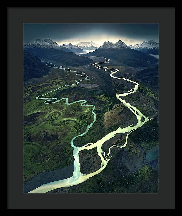 Glacier River Aerial - Framed Print
