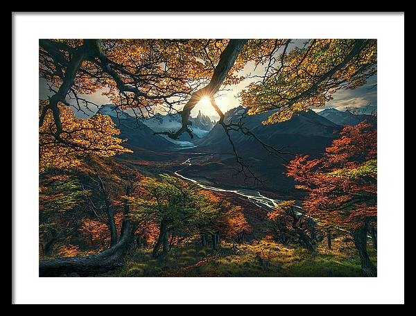 Fall colored mountains - Framed Print