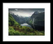 Geirangerfjord framed Print by max Rive with black border and white mat - medium small size