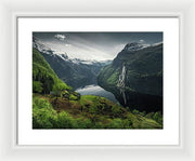 Geirangerfjord framed Print by max Rive with white frame and white mat - normal size