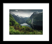 Geirangerfjord framed Print by max Rive with black border and white mat - small size