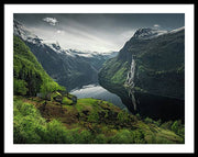 Geirangerfjord framed Print by max Rive with black border and white mat - third largest size