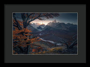 Lightbeam Mountain Sunset - Framed Print