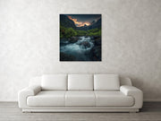 New Zealand Waterfall Sunrise - Acrylic Print
