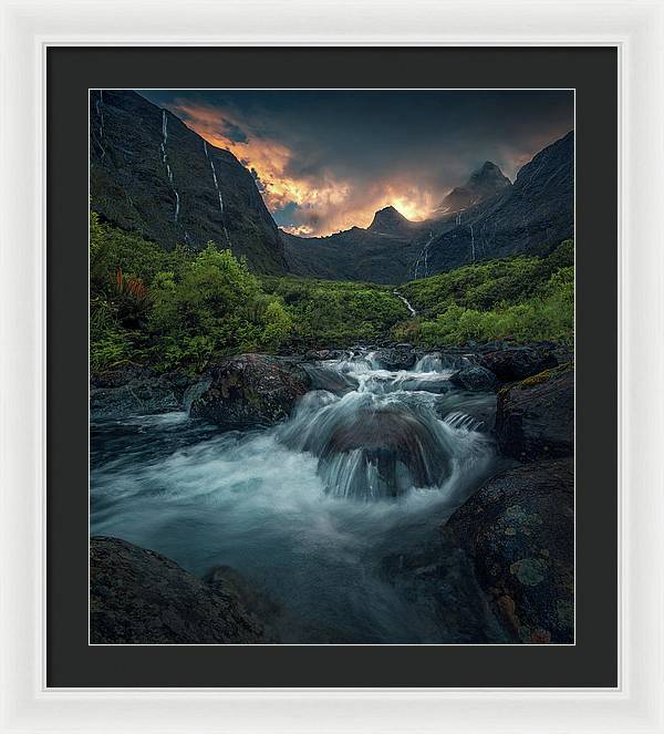 Milford Sound Waterfall - Framed Print