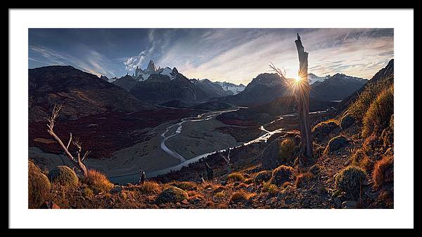 Fitz Roy Autumn Panorama View - Framed Print