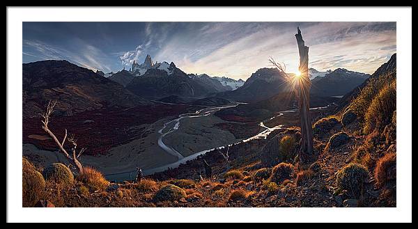 Fitz Roy Autumn Panorama View - Framed Print