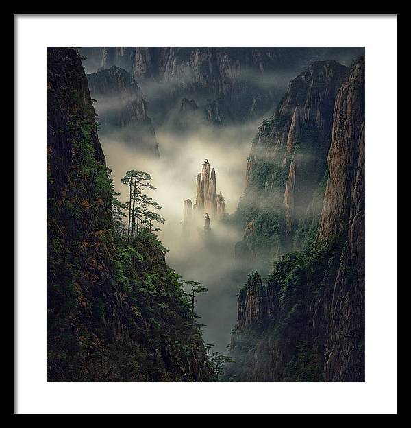 yellow mountains framed print max rive white mat and black frame - medium large size