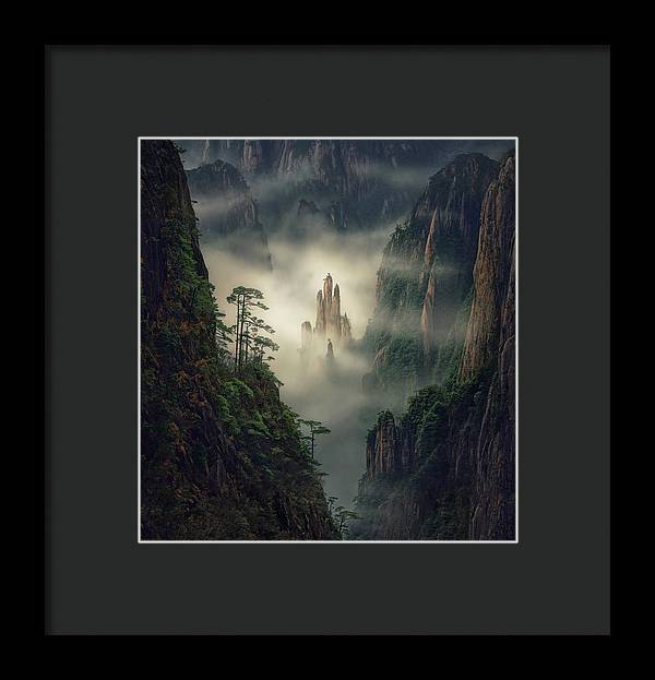 yellow mountains framed print max rive black mat and black frame - smallest size