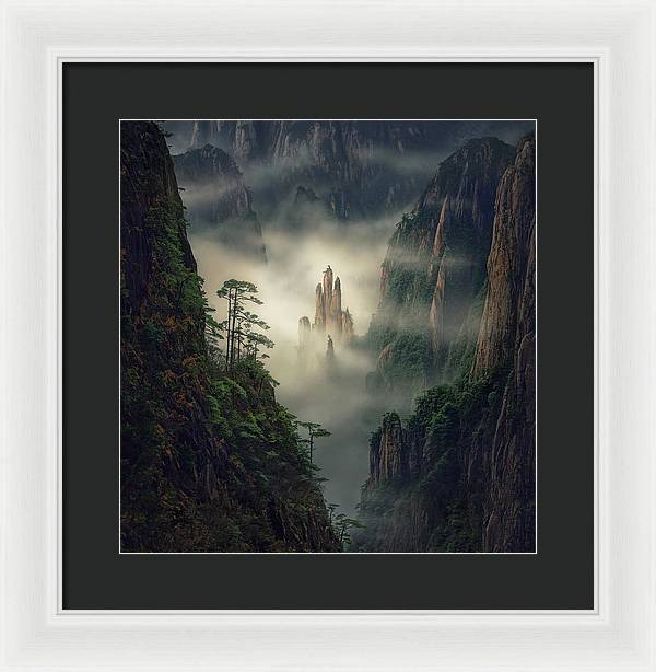 yellow mountains framed print max rive black mat and white frame - s
