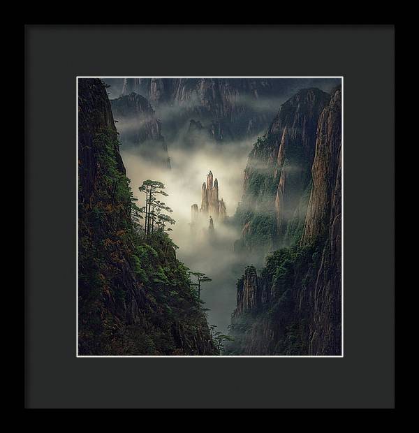 yellow mountains framed print max rive black mat and black frame - small size