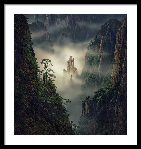 yellow mountains framed print max rive white mat and black frame - large size