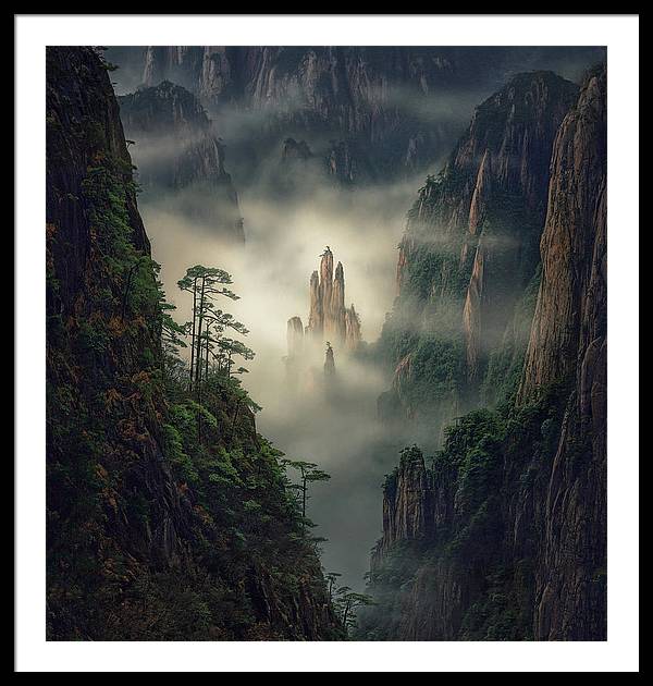 yellow mountains framed print max rive white mat and black frame - extra extra large size