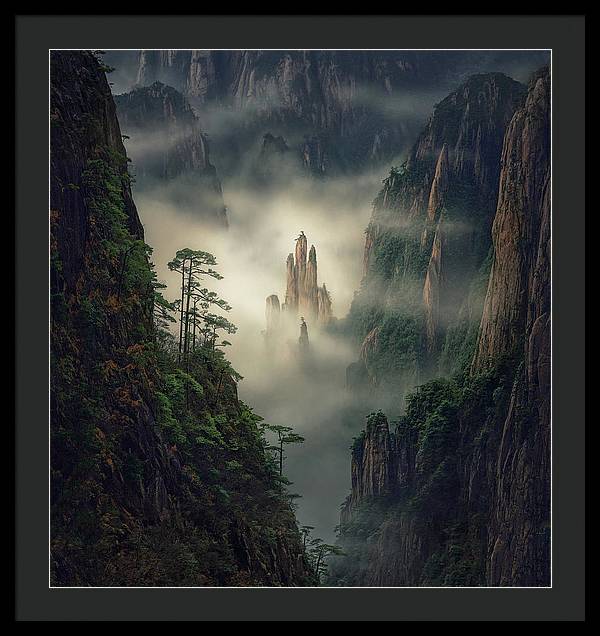 yellow mountains framed print max rive black mat and black frame - largest size