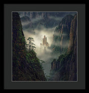 yellow mountains framed print max rive black mat and black frame - large size
