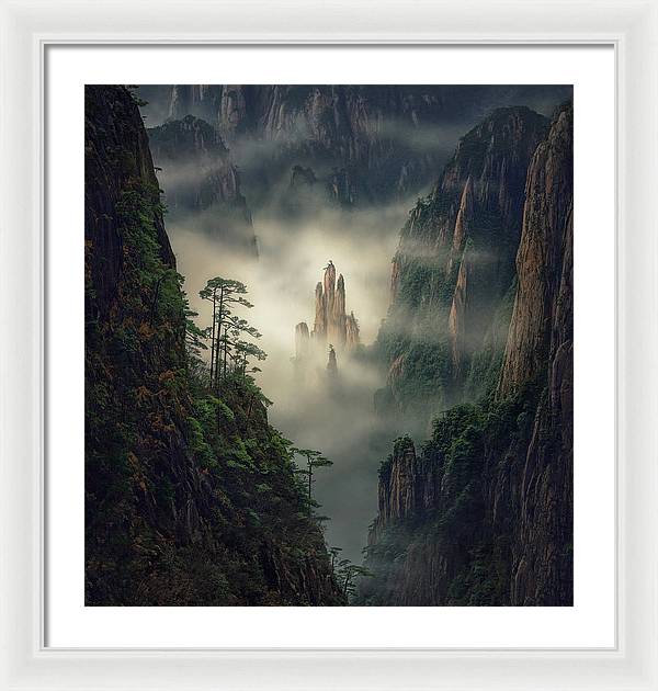 yellow mountains framed print max rive white mat and white frame - extra large