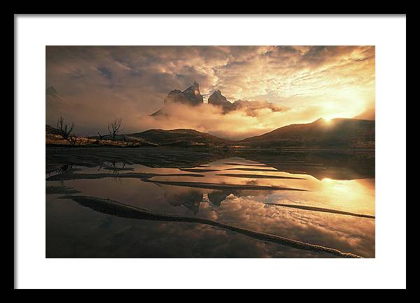 Torres Del Paine Fire - Framed Print
