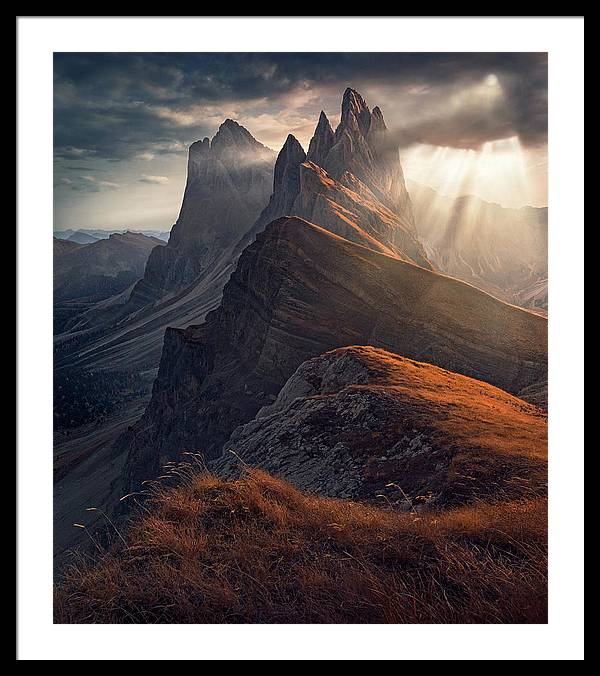 Dolomiti Seceda Mountain - Framed Print