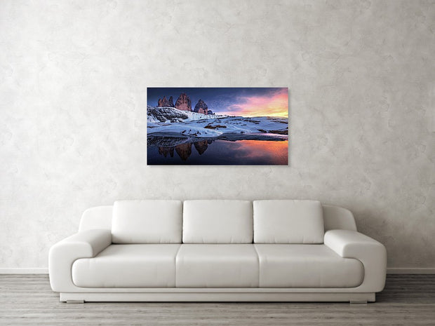 Winter Sunset Tre Cime - Acrylic Print