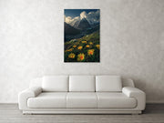 Yellow Flowers Mountain - Metal Print