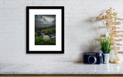 matterhorn summer framed print hanged on wall in small size