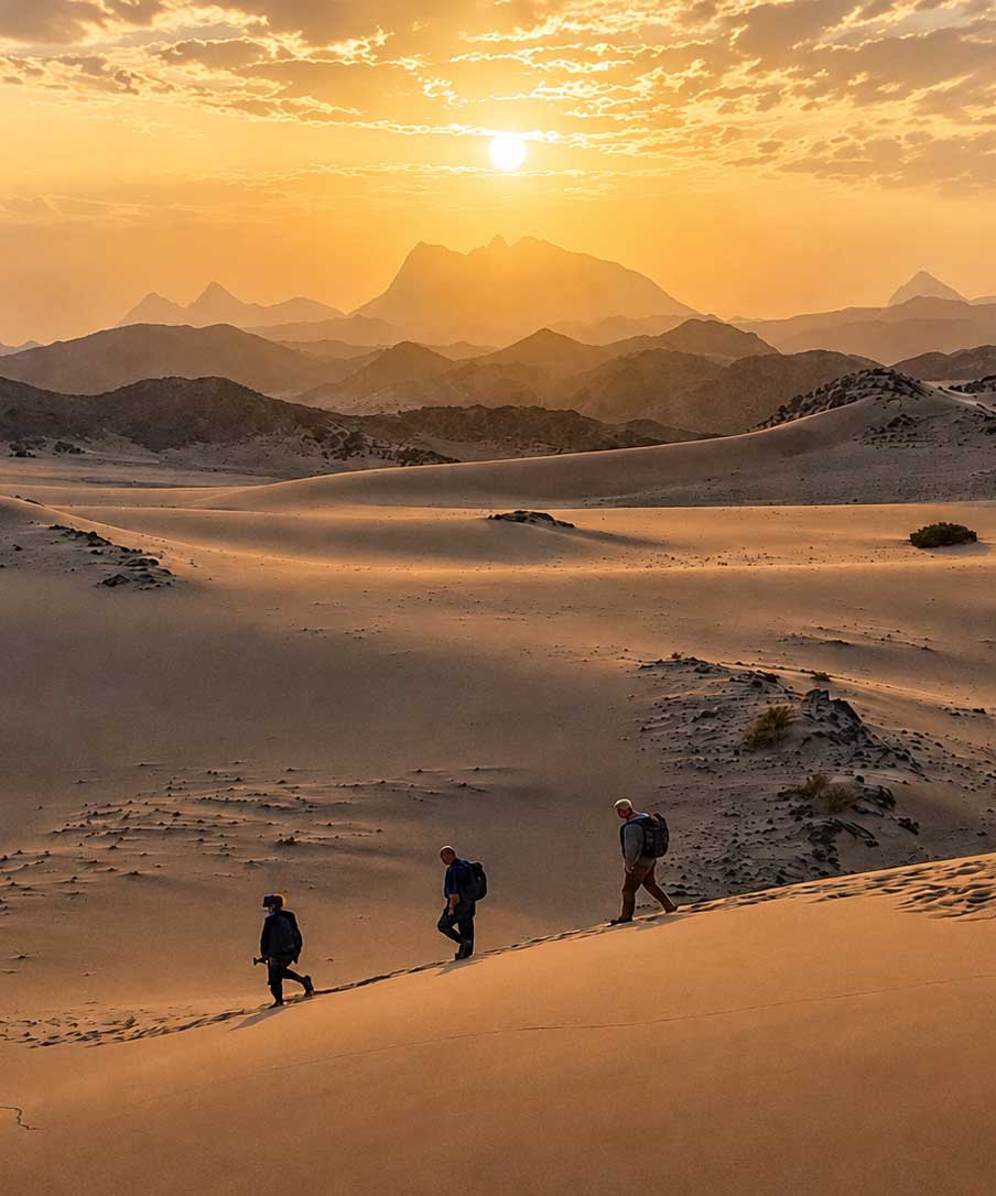 Walking through the desert in Saudi Arabia